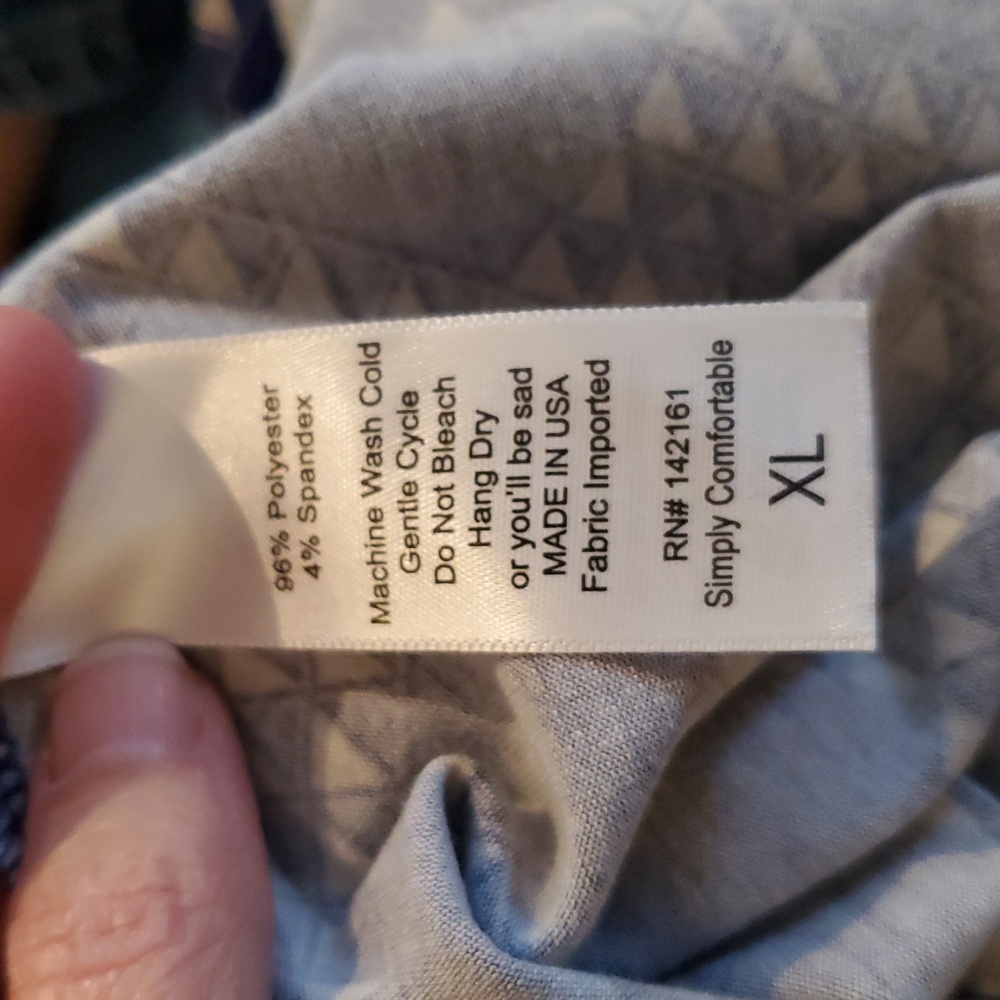 LuLaRoe Nicole Blue and White Geometric Midi Dress - Picture 6 of 7